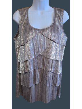Shiny Metallic Tiered Sleeveless blouse Sparkly Glam Look coquette romance